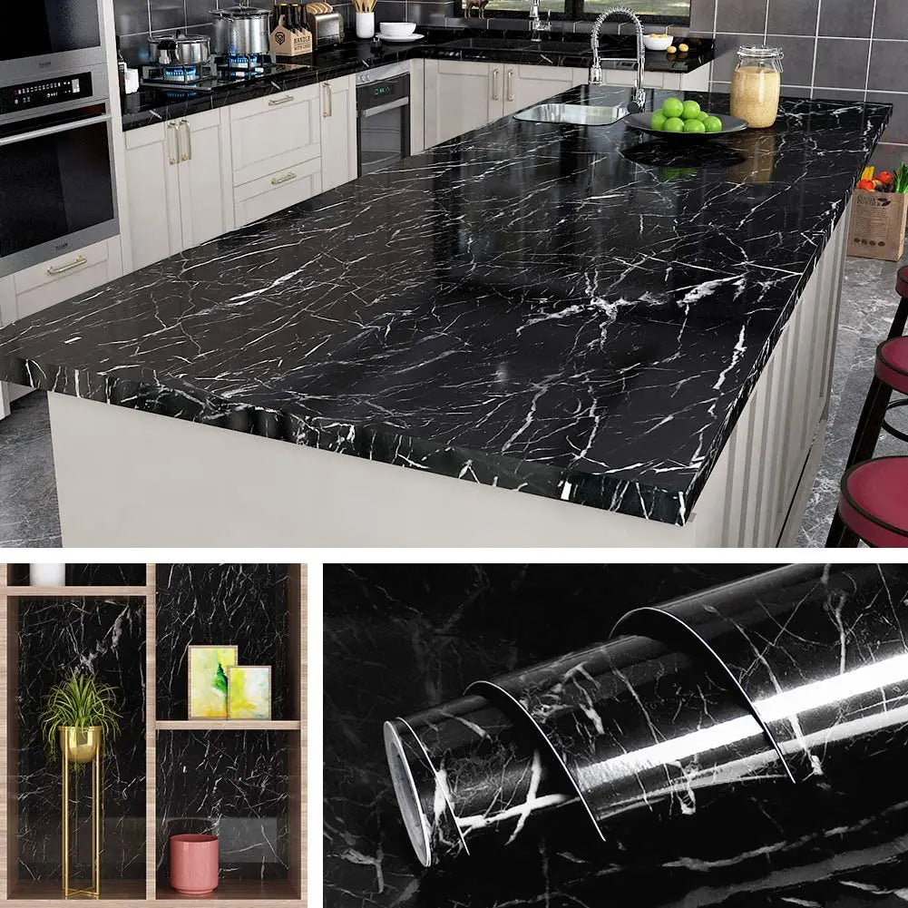 Black Imitation Marble Tile Sheet Size 60x200cm Buy 2 Get One Free - SynoMin Online Store