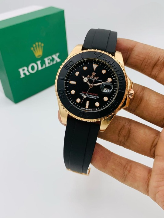 Rolex Yacht-Master Style Golden Watch Men Rubber Strap Master Lock - SynoMin Online Store