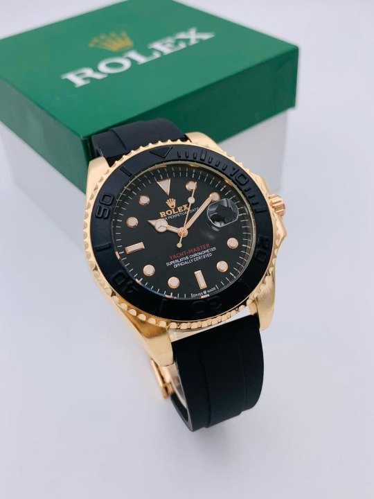 Rolex Yacht-Master Style Golden Watch Men Rubber Strap Master Lock - SynoMin Online Store