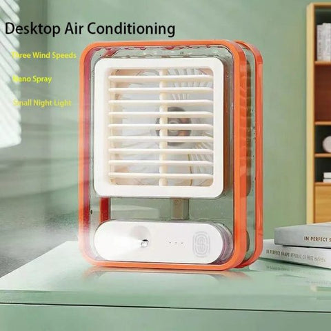 Mini USB Air Conditioner, 3-Speed Fan & Humidifier Rechargeable