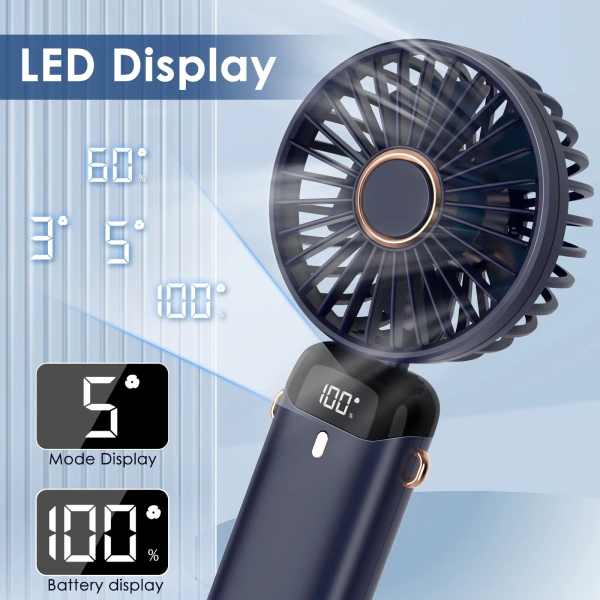 Mini USB Rechargeable Fan - 1200mAh, Foldable